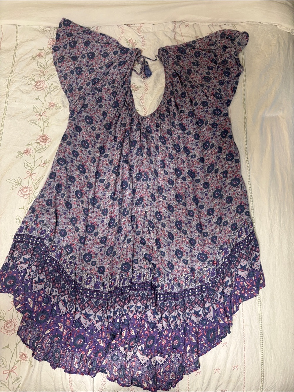 Spell Purple Floral Boho Tie-Back Tunic